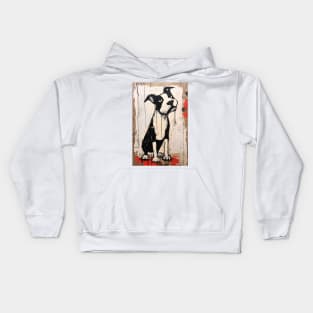 Comical Black and White Pitbull Dog Kids Hoodie